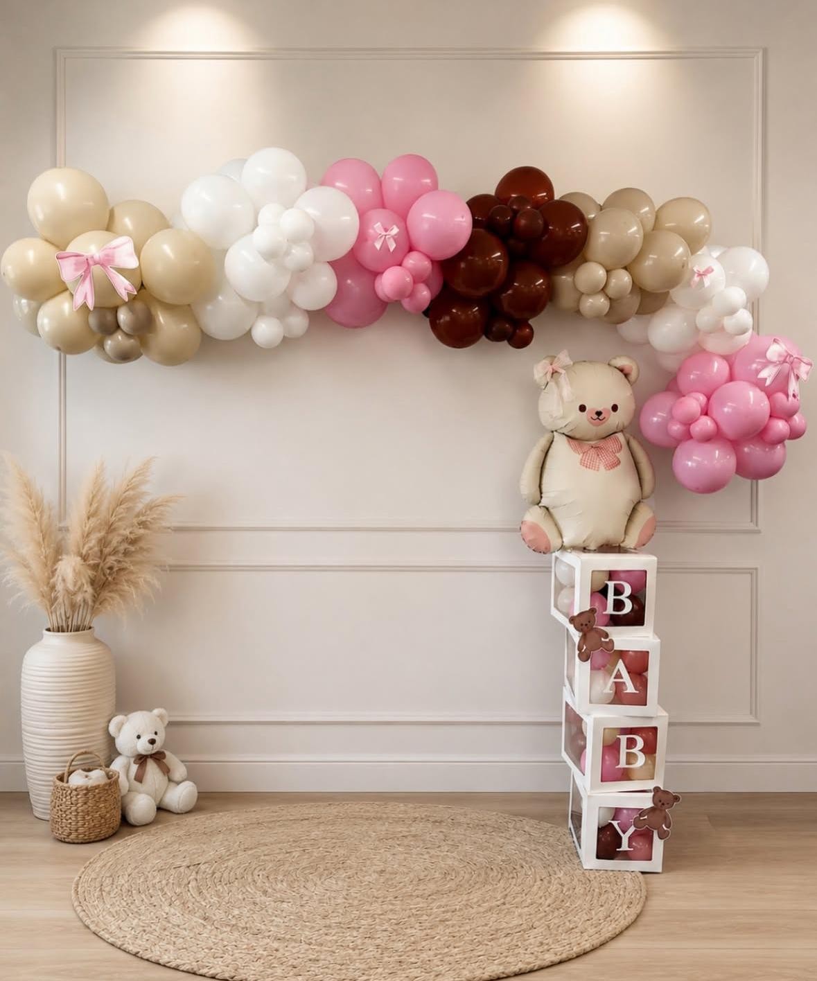 Pastel baby shower balloon garland
